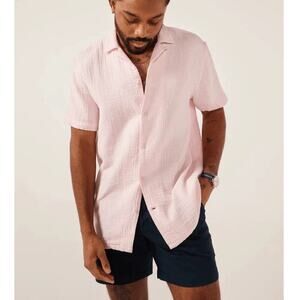 Chubbies Men’s The Soft Sunset Sky Pink Gauze Sunday Shirt Size S